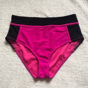 Bongo Pink & Black High Waisted Swimsuit Bottom